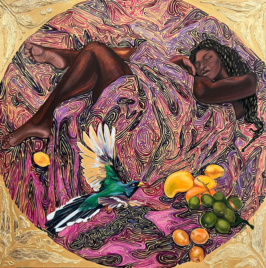 Original Painting
Black Female Art
Haitian Artist
Caribbean Art
Purple Art
Rest Series
Gold Leaf Artwork
Hidden Affirmations
Spiritual Art
Cultural Identity
Repose Art
Tropical Fruits
Black Art Collector
Tracy Guiteau
Ebony Woman
Haitian National Bird
Hispaniolan Trogon
Acrylic